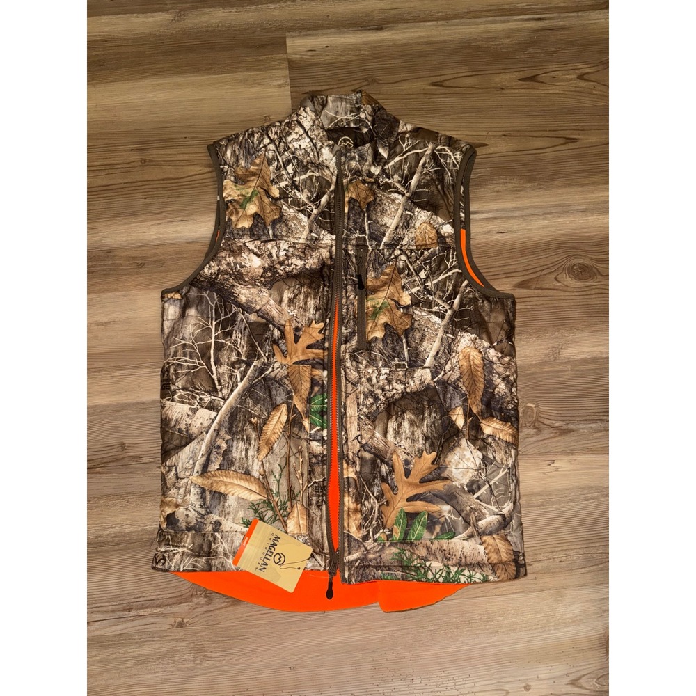 Magellan Mens Reversible Hunting Vest Realtree Edge Camo Blaze Orange Small NWT